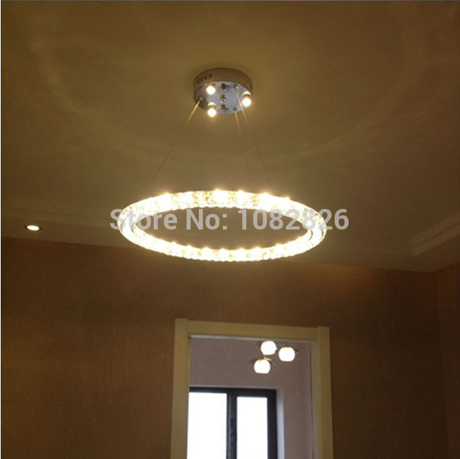 ο  20cm  LED  3sides ũŻ Ʈ  ̾Ƹ  Ʈ /New luxury 20cm Modern LED Round 3sides Crystal Pendant Lamp Diamond Ring Light Lighting